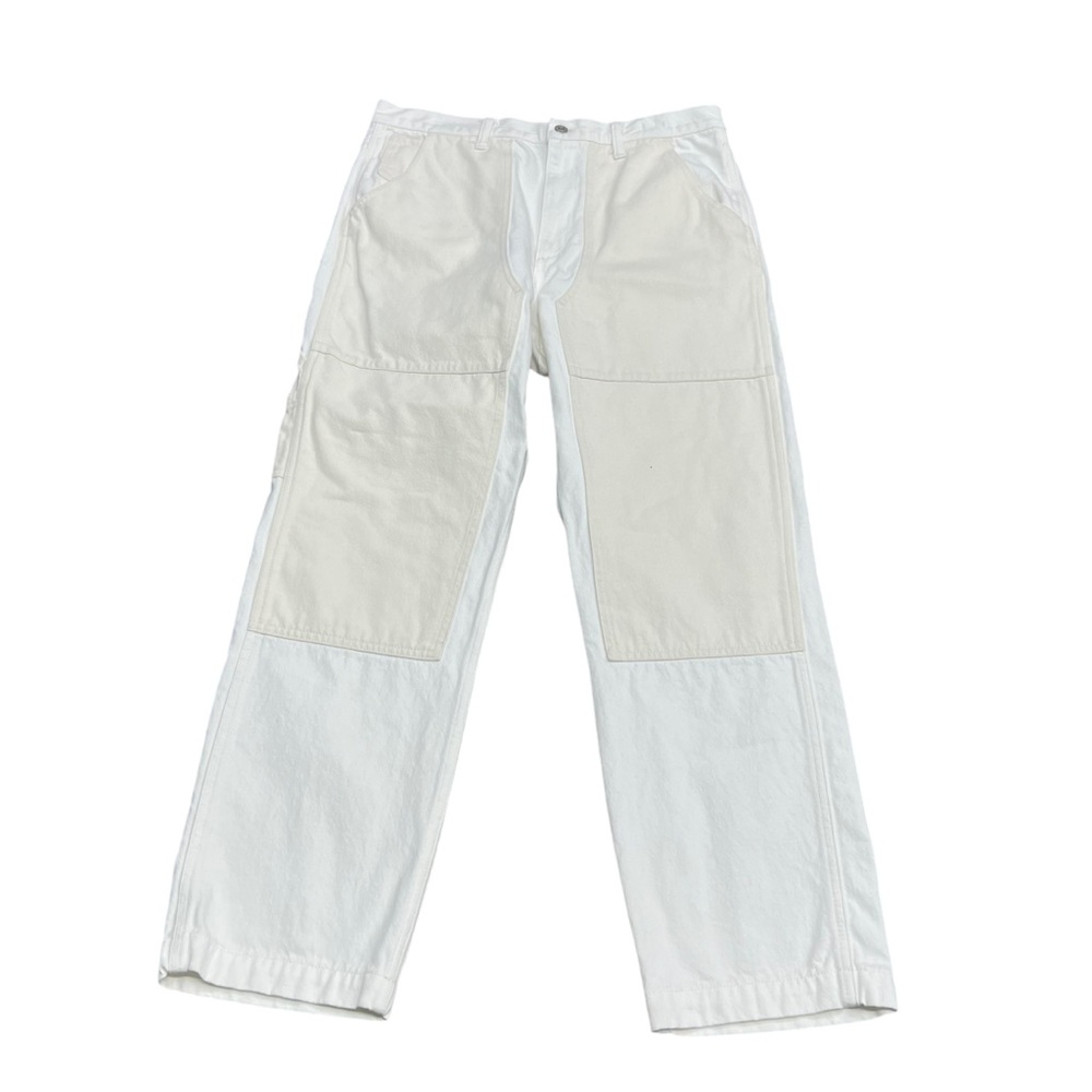 Madewell Two-Tone White and Cream Straight-Leg Jeans